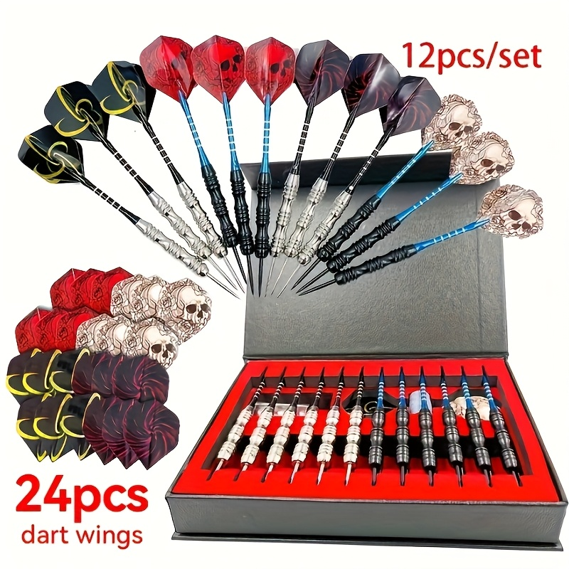 Professional Darts Set with Iron Tips, PET Shafts & Gift Box – Complete Dart Set for Training & Competition – Great Christmas & Holiday Gift for Friends & Family