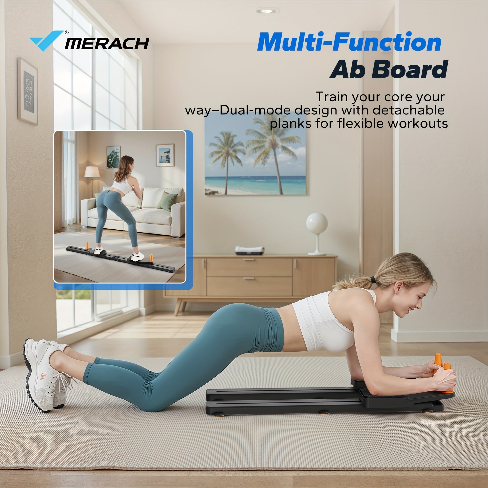 Multifunctional Ab Trainer Pilates Board – Detachable Anti-Slip Quiet Design, Portable Pilates Reformer for Core Workouts & Home Fitness for Women