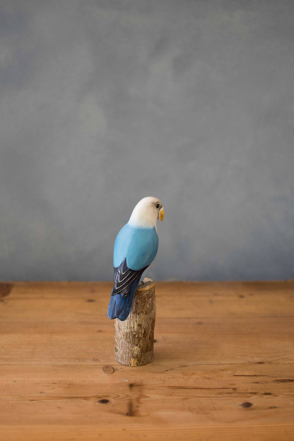Hand Carved Lovebird - Light Blue - 7.5"H