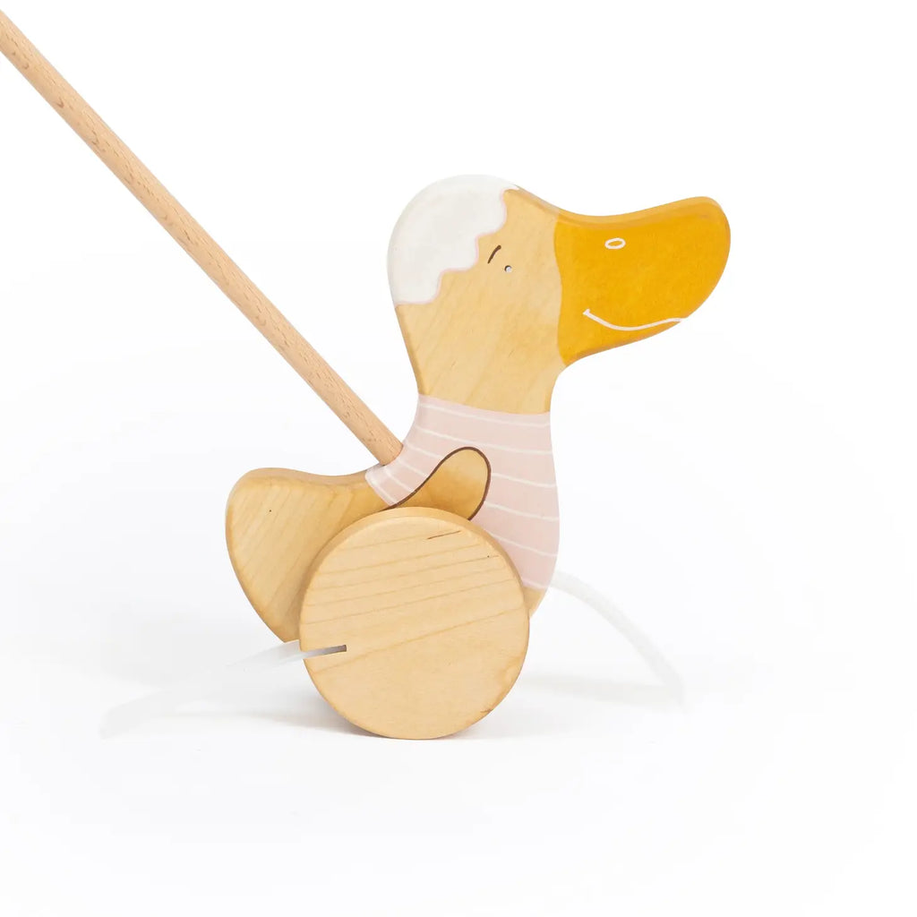 Handmade Wooden Duck Push Toy | Light Pink