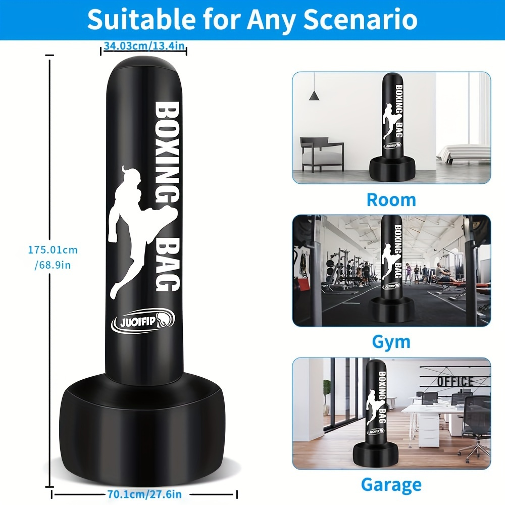 Freestanding Punching Bag 69" Heavy Bag with Stand – Inflatable Kickboxing Bag for MMA, Muay Thai & Fitness Training, No-Mount Standalone Base, Indoor & Outdoor Use, Ages 14+