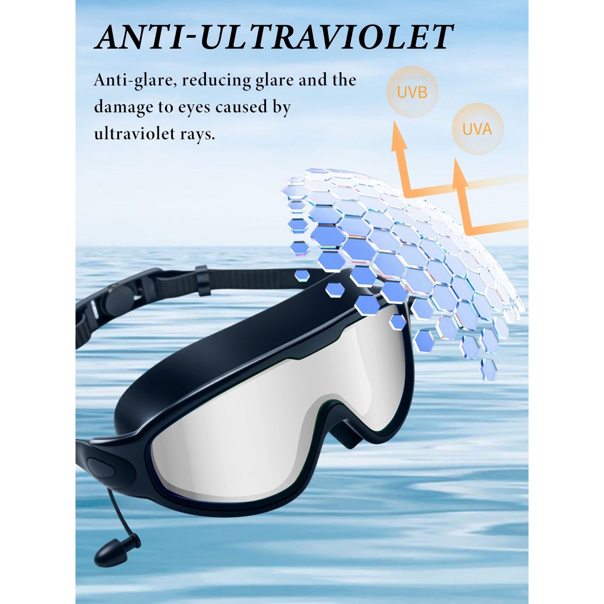 HD Swim Goggles 2 Pack – Anti-Fog Clear Vision, Adjustable Strap, Soft Seal Comfortable Fit for Adults, Pool Training Beach Water Sports, Earplugs Nose Clip Case Included