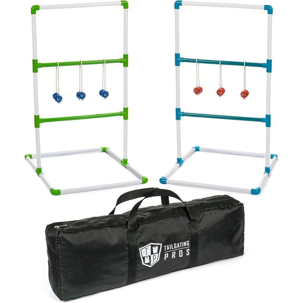 Premium PVC Ladder Toss Game Set with Bolos & Carrying Case – Heavy Duty 2.5mm PVC, Real Golf Ball Bolos, 38.5" Tall – Outdoor Lawn Game for Tailgate, BBQ, Beach & Camping