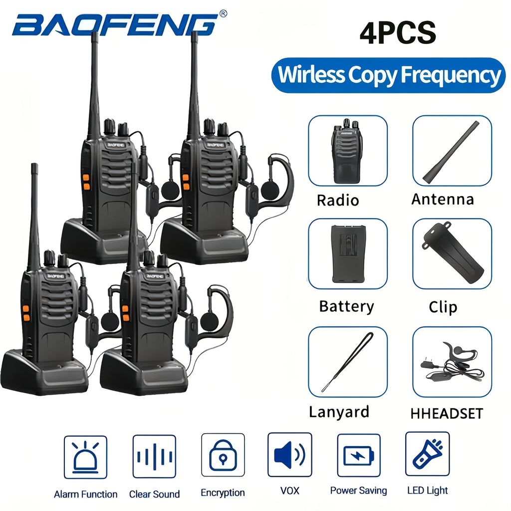 Baofeng BF-888S Walkie Talkies 16 Channel UHF Long Range Two Way Radio Rechargeable with Earphones for Camping Hiking Hunting Outdoor
