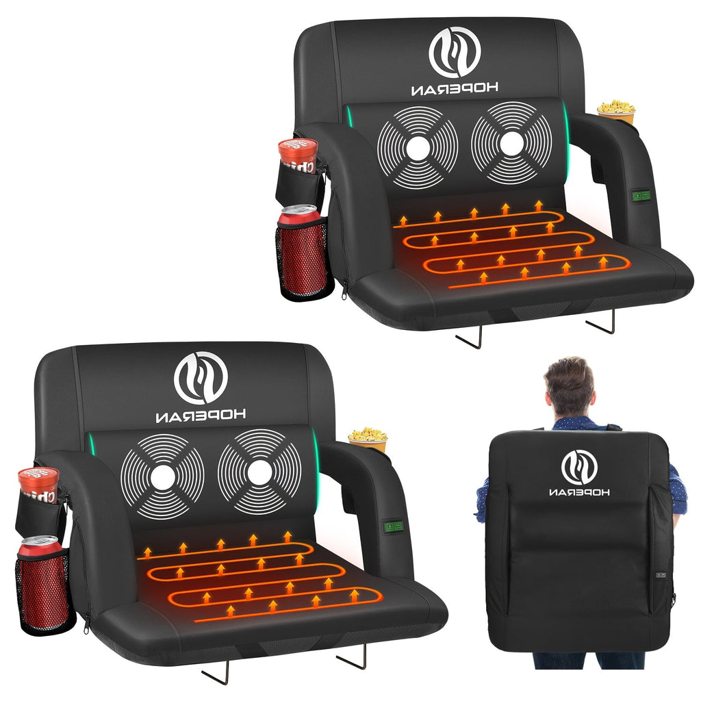 Heated Stadium Seat with Massage, 3-Level Heat & 6 Modes