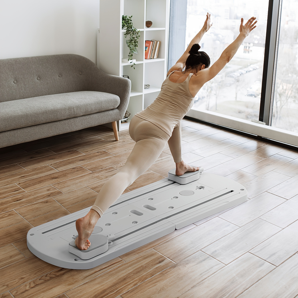 Home Pilates Training Board 8-in-1 – 350LB Capacity, PP Anti-Distortion, Foldable with Resistance Bands & Non-Slip Feet for Shoulders, Abs & Full Body Strength Training
