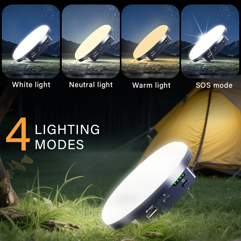 Portable Camping Lantern Rechargeable – USB LED Camp Light with 18650 Battery, 3 Color Options, Dimmable Tent Light for Power Outages, Fishing, Hiking, Beach & Emergency Survival Gear