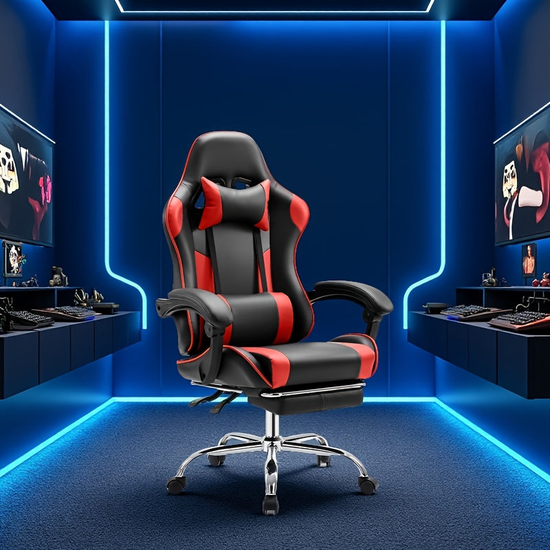 Ergonomic Gaming Chair with Rotating Armrest Lumbar Support & Headrest – Esports Racing Style Computer Office Chair with Footrest for Home Office Desk Work Study
