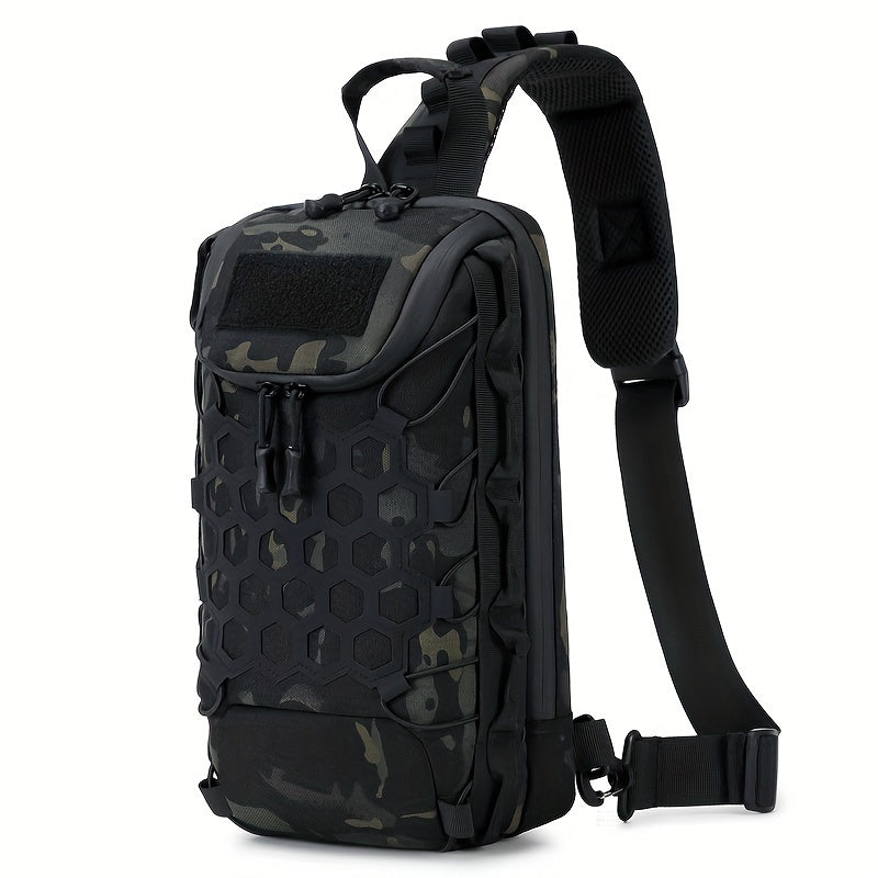 MOLLE Shoulder Bag – Large Capacity Tactical Chest Pack, Waterproof Nylon EDC Crossbody Bag for Hiking, Cycling, Fishing & Camping, Multi-Compartment, Adjustable Strap