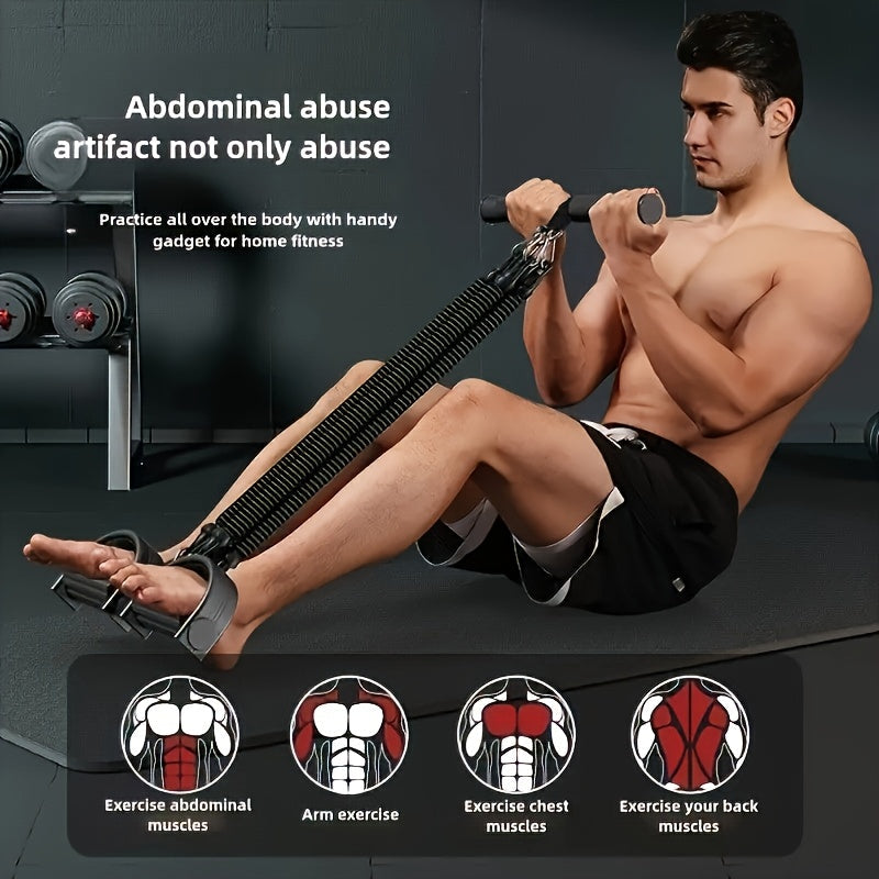Resistance Band Foot Pedal Puller – TPE Stackable Exercise Bands for Sit-Ups, Leg & Ab Workouts, Adjustable Strap, 50 / 100 / 150 lb Options, Home Gym Strength Training for Men & Women, Black
