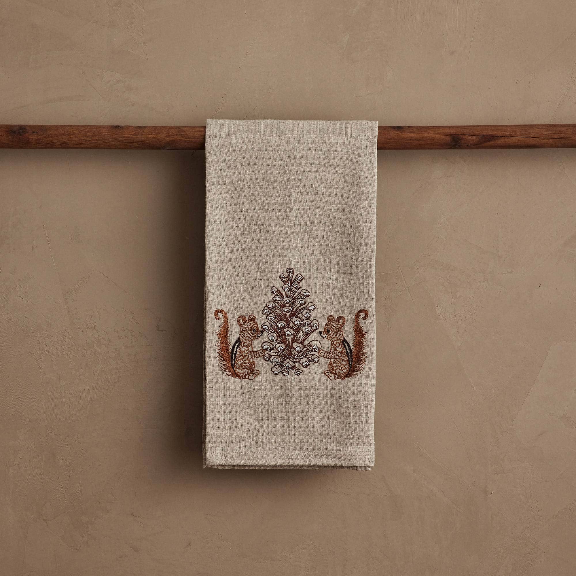 Coral & Tusk Chipmunks with Pinecone Tea Towel