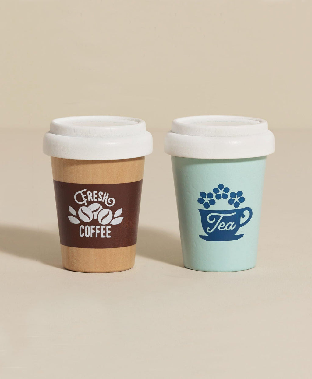 Wooden Coffee And Tea Cups Set