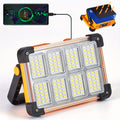 Solar Rechargeable LED Floodlight Flashlight, IP44 Waterproof 4500 Lumens Ultra-Bright Portable Camp Light, USB & Solar Dual Charging 2200mAh, 4 Modes Indoor Outdoor Lighting for Camping, Fishing & Car Maintenance