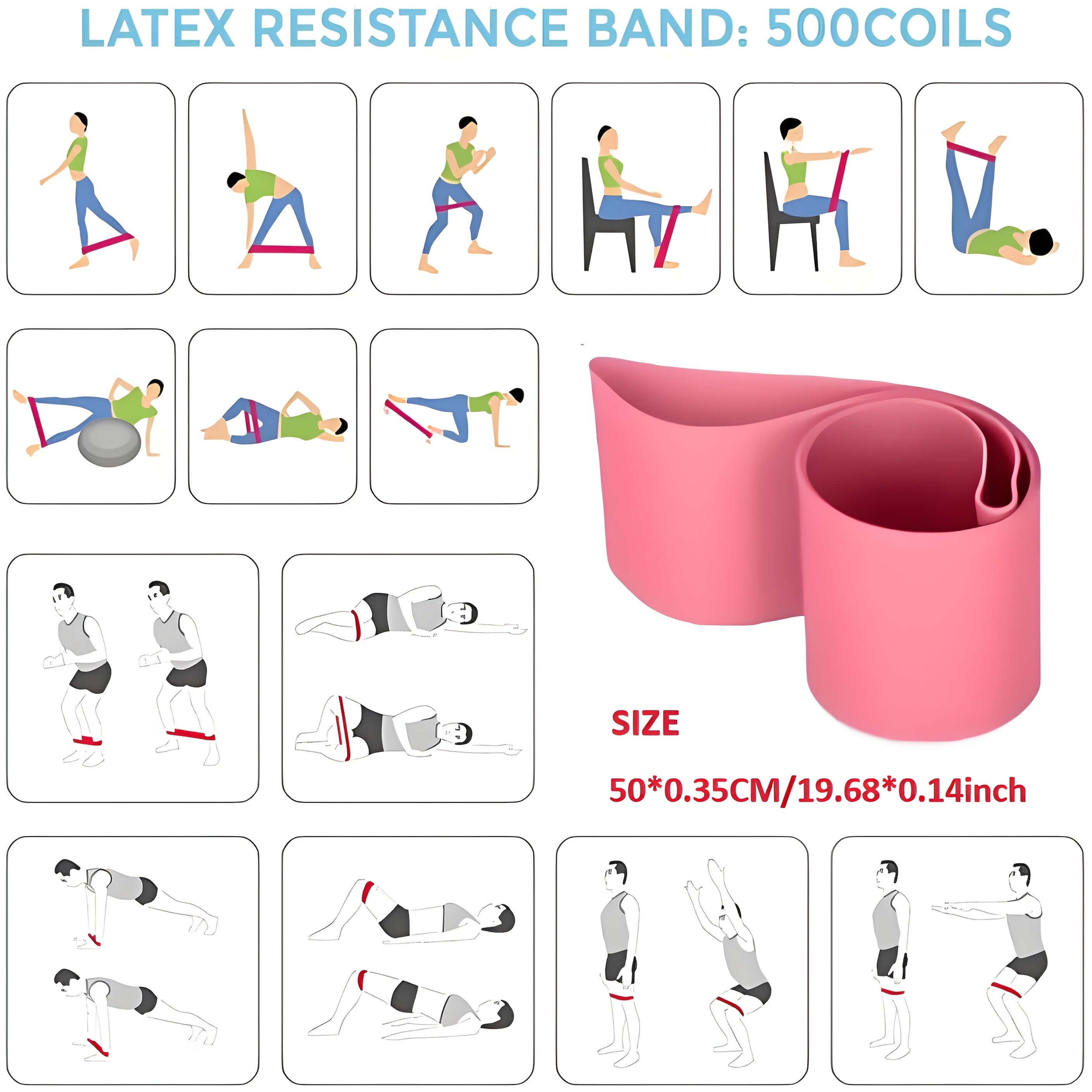 Yoga Fitness Set 11-Piece – Elastic & Resistance Bands, Yoga Ball, Stretching Band & Pilates Abdominal Hip Training Kit for Women Home Workout