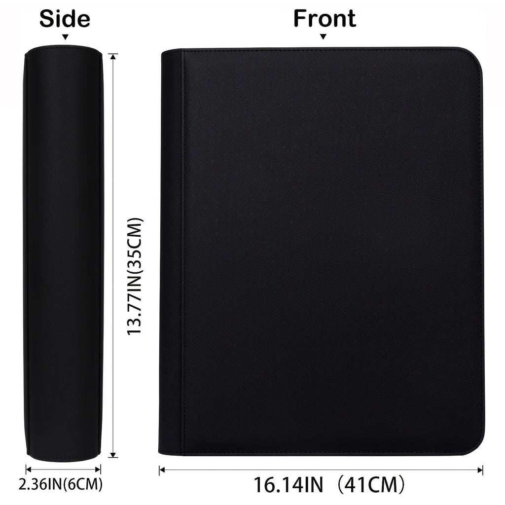 Trading Card Binder 9-Pocket Top Loader Album Holder 288 Cards Double-Sided Display Storage Carrying Case Fits 3x4 Top Loaders for PTCG MTG Pokemon Sports Cards Baseball Football Basketball Black