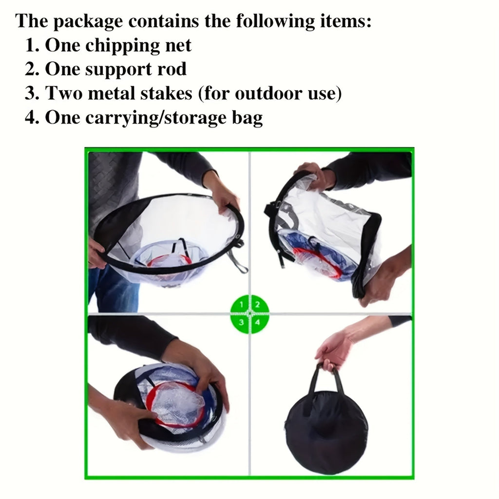 Portable Folding Golf Ball Pick Up Net – Golf Training Target Retrieval Net with Fixing Tool for Indoor & Outdoor Swing Practice, Durable Foldable Golf Chipping Net for Backyard & Driving Range