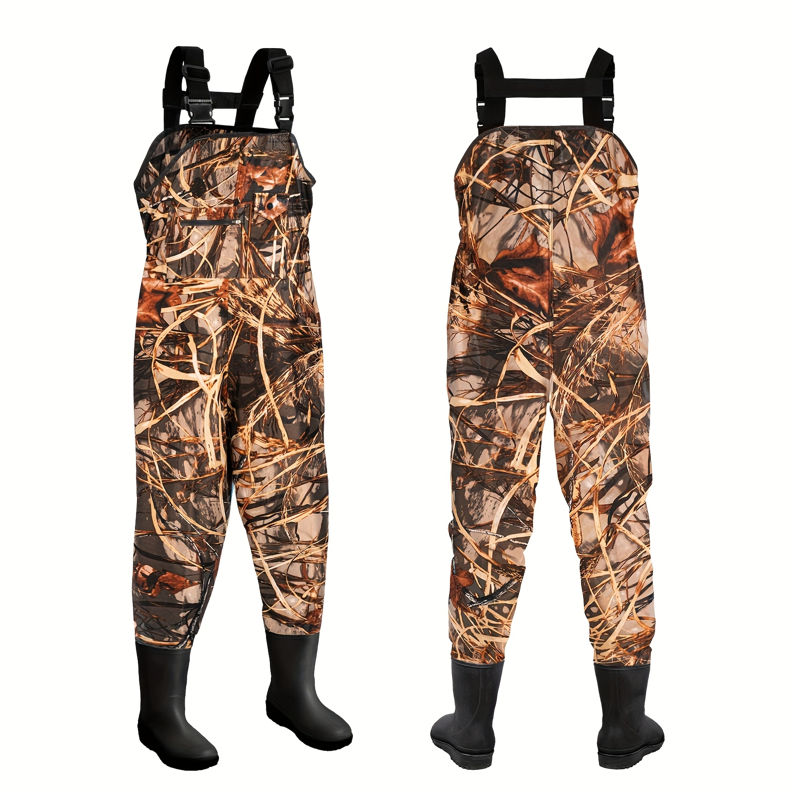 Kids Chest Waders Waterproof with Attached Boots - Youth Nylon Fishing & Hunting Waders, Cartoon Stripe Design, Lock Closure, Ages 4-13, Christmas & Easter Gift for Boys & Girls