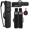Pool Cue Case 4x4 with Hidden Backpack Strap | Billiard Cue Bag Holds 4 Butts & 4 Shafts | Hard Shell Pool Stick Carrying Case with Large Front Accessory Pockets | Black