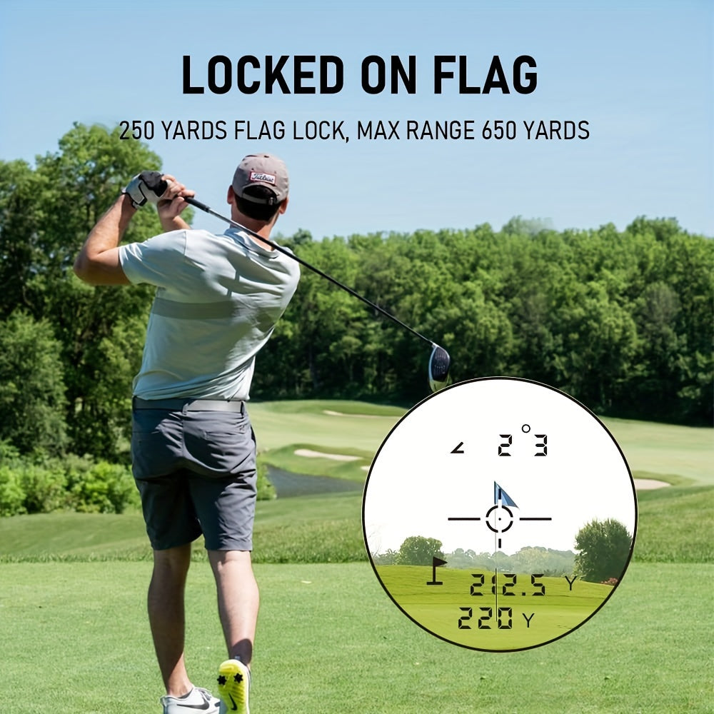 Multi-Function Golf Rangefinder 650 Yards | Golf Mode, Slope Compensation, Speed, Height & Horizontal Distance Measurement – USB Rechargeable Laser Rangefinder for Golfers & Multipurpose Outdoor Use