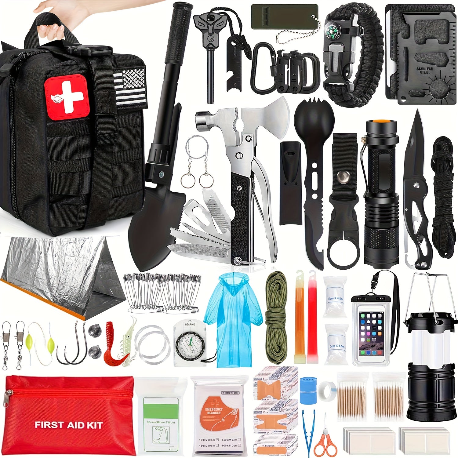 38-Piece First Aid Survival Kit – All-in-One Emergency Gear with Fire Starter & Essential Tools for Camping, Hiking & Outdoor Adventures | Perfect Gift for Men