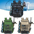 Waterproof Fishing Rod Backpack 42L – Built-In Rod Tube, 16 Pockets & Insulated Cooler Option | Black, Camo, Khaki, Gray
