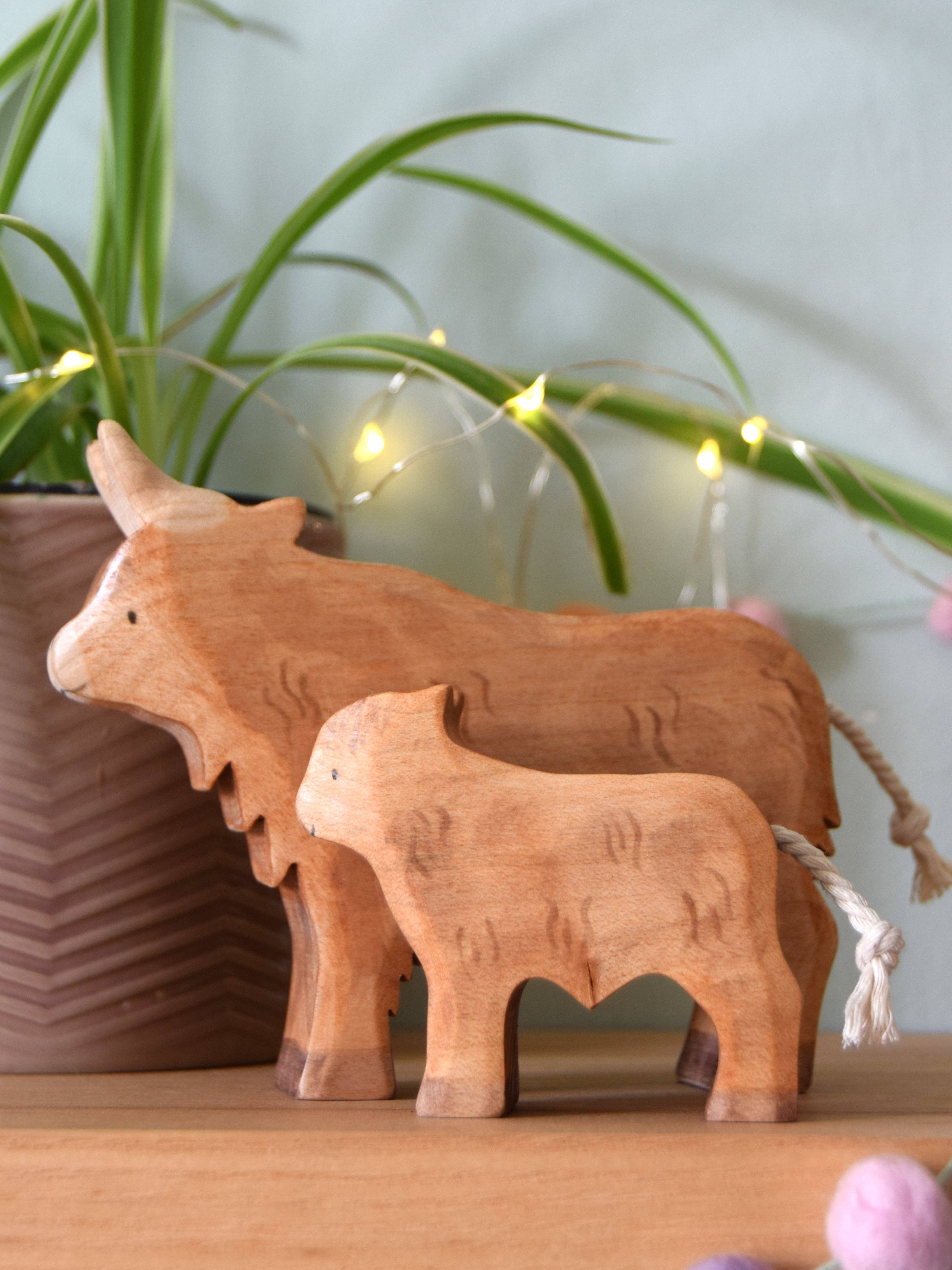 Handmade Wooden Highland Calf By Eric & Albert