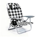 Folding Beach Chair Lay Flat Camping Chair for Adults 4 Position Adjustable Backpack Chair with Cup Holder Towel Bar Cooler Pouch Lightweight Portable Outdoor Lounge Chair