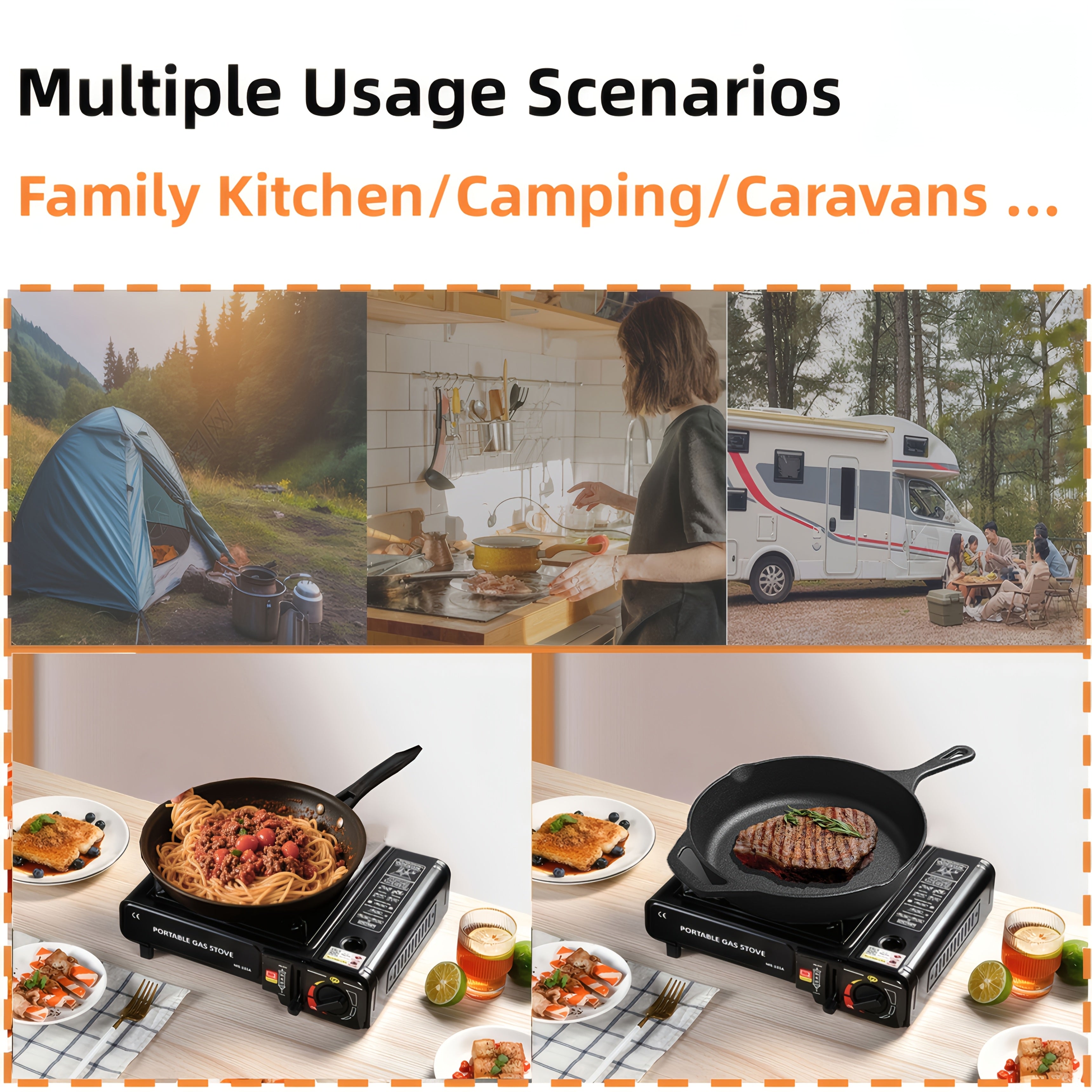 Butane Camping Stove with Carrying Case & Windscreen - Compact Lightweight Portable Camp Stove, Ultra-Fast Ignition, Heavy-Duty Outdoor Cooking for Camping, Backpacking, Tailgating, Emergency Survival