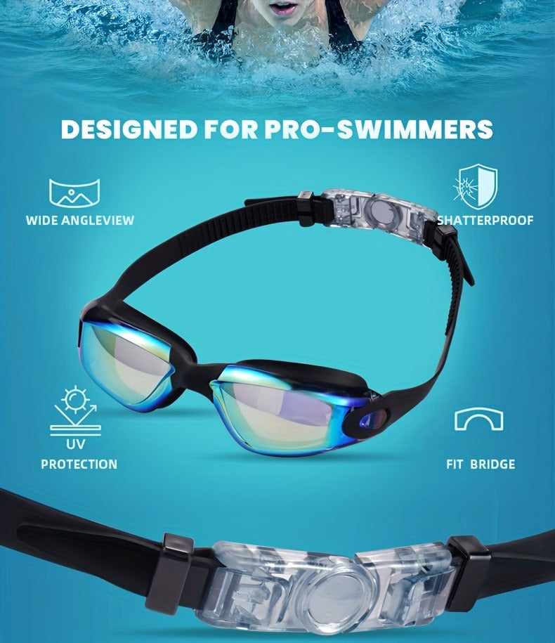 Anti-Fog Swim Goggles 2 Pack for Adults & Youth – Professional Mirrored Pool Goggles with UV Protection, No-Leak Wide View Lens, Adjustable Strap for Men Women Kids Swimmers