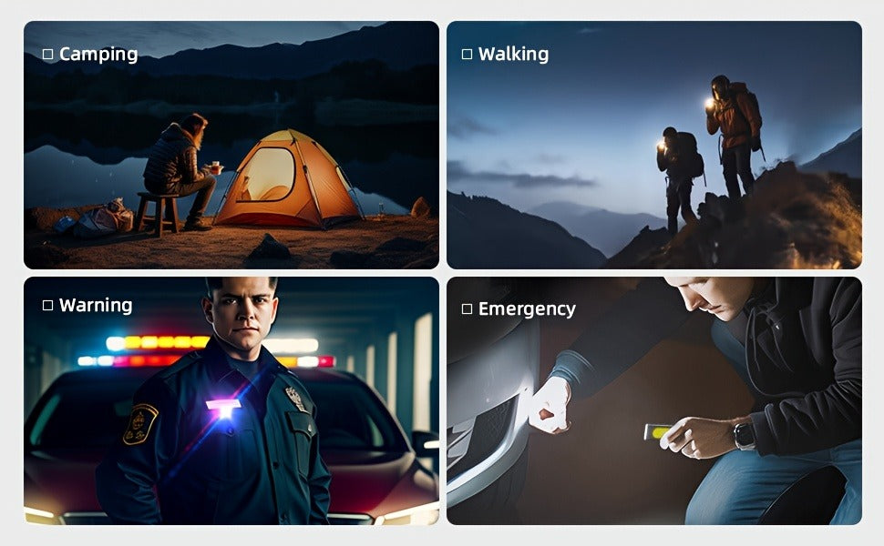 COB Pocket Flashlight USB-C Rechargeable, WARSUN T7 120LM LED Torch with 5 Modes, COB Side Light, Compact EDC Flashlight, Fast Charging, Aluminum Alloy, for Camping Reading Emergency Everyday Carry