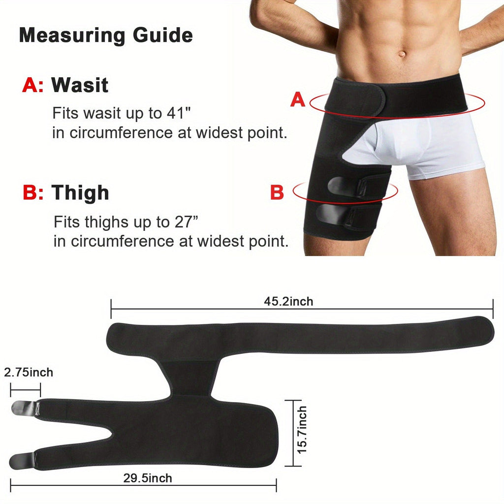 Groin Support Wrap & Thigh Compression Brace for Men & Women – Adjustable Hip Joint Stabilizer for Sciatica, Hamstring & Groin Injury Recovery, Gym & Sports Use