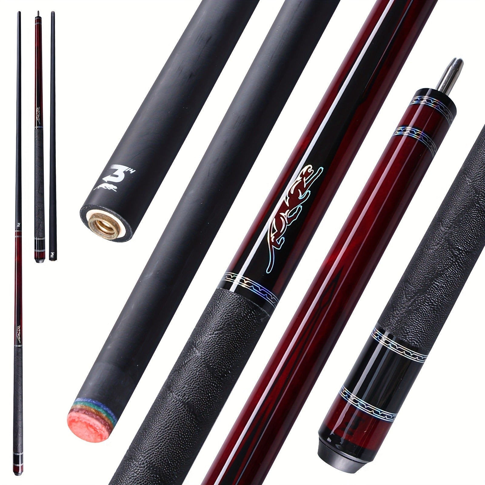 Carbon Fiber Pool Cue Stick 58 Inch - Low Deflection Billiard Cue with 12.5mm Tip, 3/8x8 Pin Joint, Leather Grip & Vacuum Quick Connector, Professional Billiards Stick for Accurate Ball Control