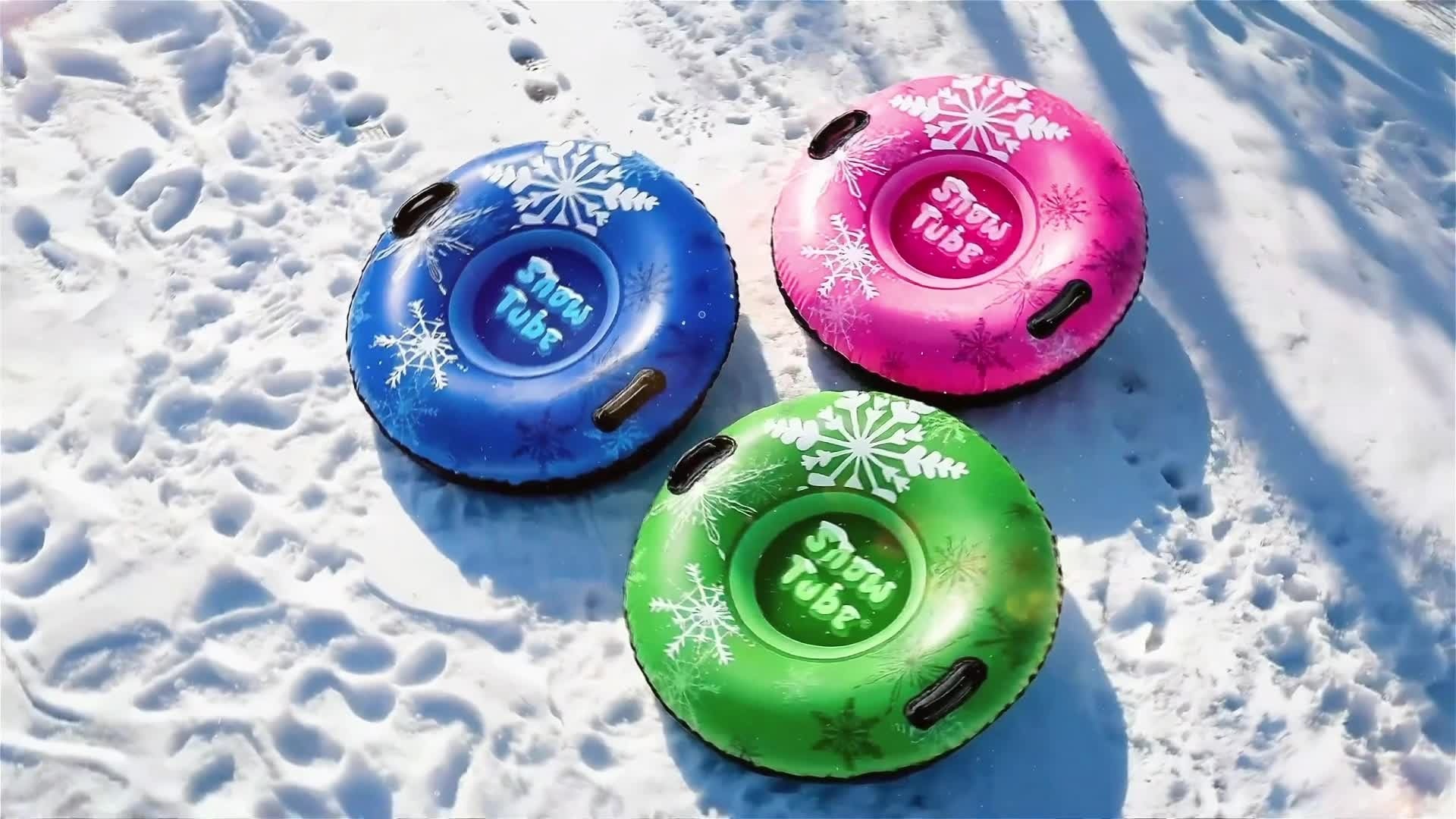 Inflatable Snow Tubes Set of 3 – Heavy-Duty PVC Sled Tubes 36 & 40 Inch with Anti-Slip Handles, Portable Winter Snow Sleds for Kids & Adults, Outdoor Family Fun, Christmas & Holiday Sledding