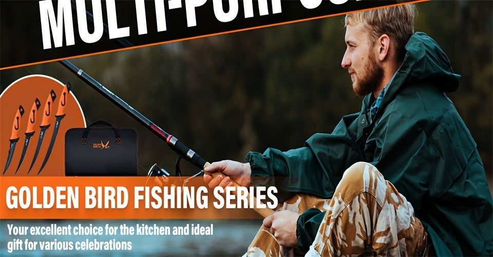 Fillet Knife Set 4-Piece – 5Cr15MoV Stainless Steel Fishing Fillet Knives (5", 6", 7", 9"), Non-Slip Rubber Handle, Serrated Bait Knife, Individual Sheaths & Storage Bag, Ideal Fishing Gift for Men