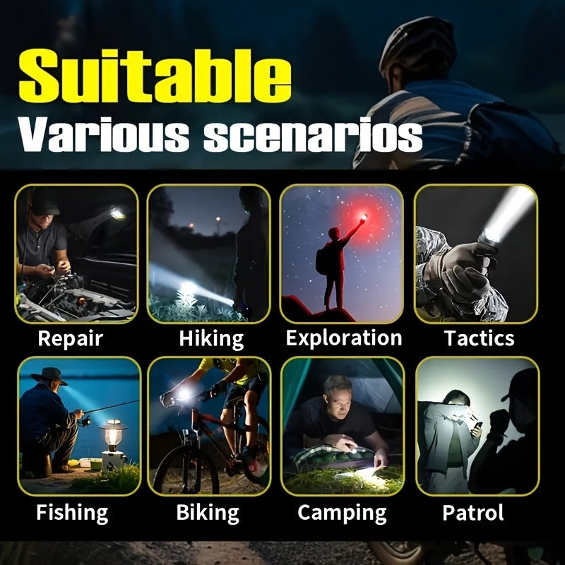 Fire Starter Flashlight with Fresnel Lens – 4500 Lumens Rechargeable Aluminum Alloy Ignition Torch, 1000M Long Range, 6 Modes Tactical Adjustable Beam for Wilderness Survival, Camping, Fishing & Emergency