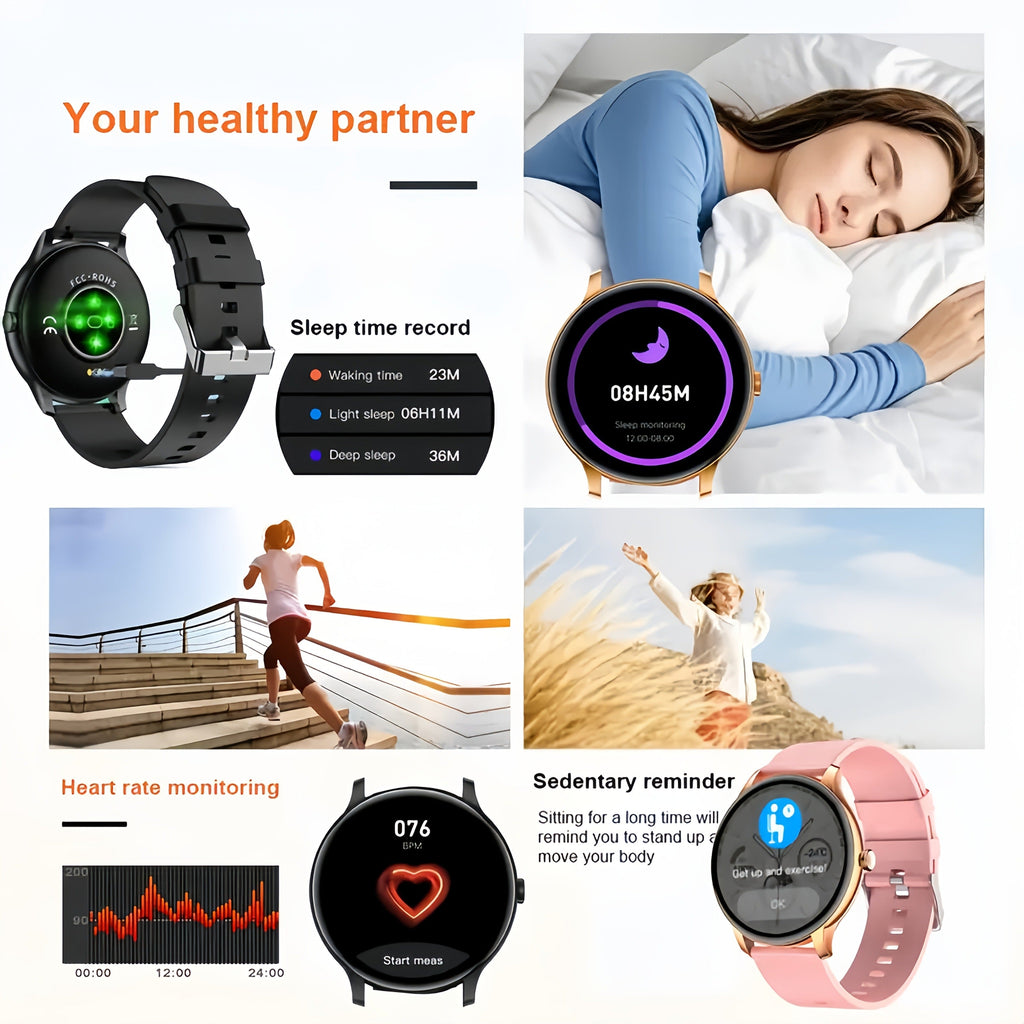 Fitness Tracker Smartwatch for Men & Women – 1.28" Display, Sleep Monitor, Step Counter, Distance Tracker, Running & Gym