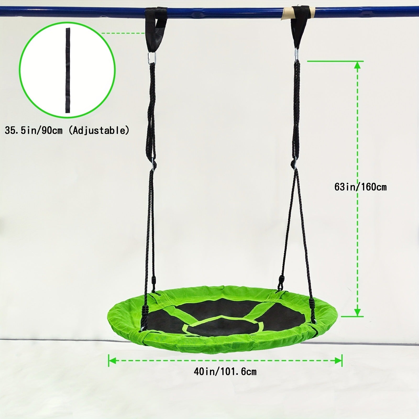Kids Disc Swing 40 Inch – Anti-Slip Tree Swing with Adjustable Straps Powder Coated Frame Indoor Outdoor Play