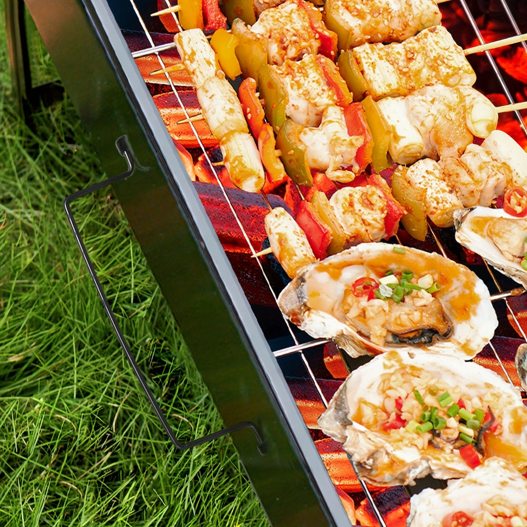 Portable Folding Charcoal Grill Smokeless BBQ Grill for Camping Picnic Backyard Garden Patio Outdoor Cooking Compact Durable Iron Barbecue Grill