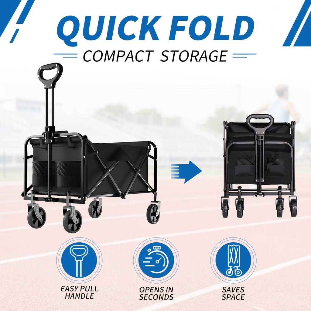 Heavy-Duty Folding Utility Cart 450LBS Iron Frame 800D Oxford No Assembly