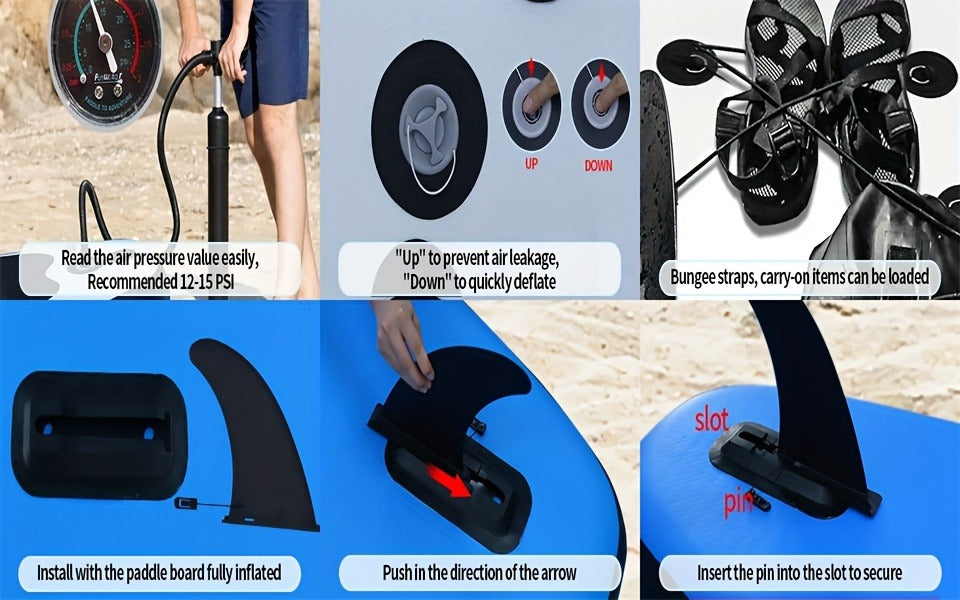 Inflatable Stand Up Paddle Board SUP Yoga Board 124'' x 31'' Wide Stance Non-Slip Deck with Paddle Pump Leash Carry Bag for Teens Adults Beginners