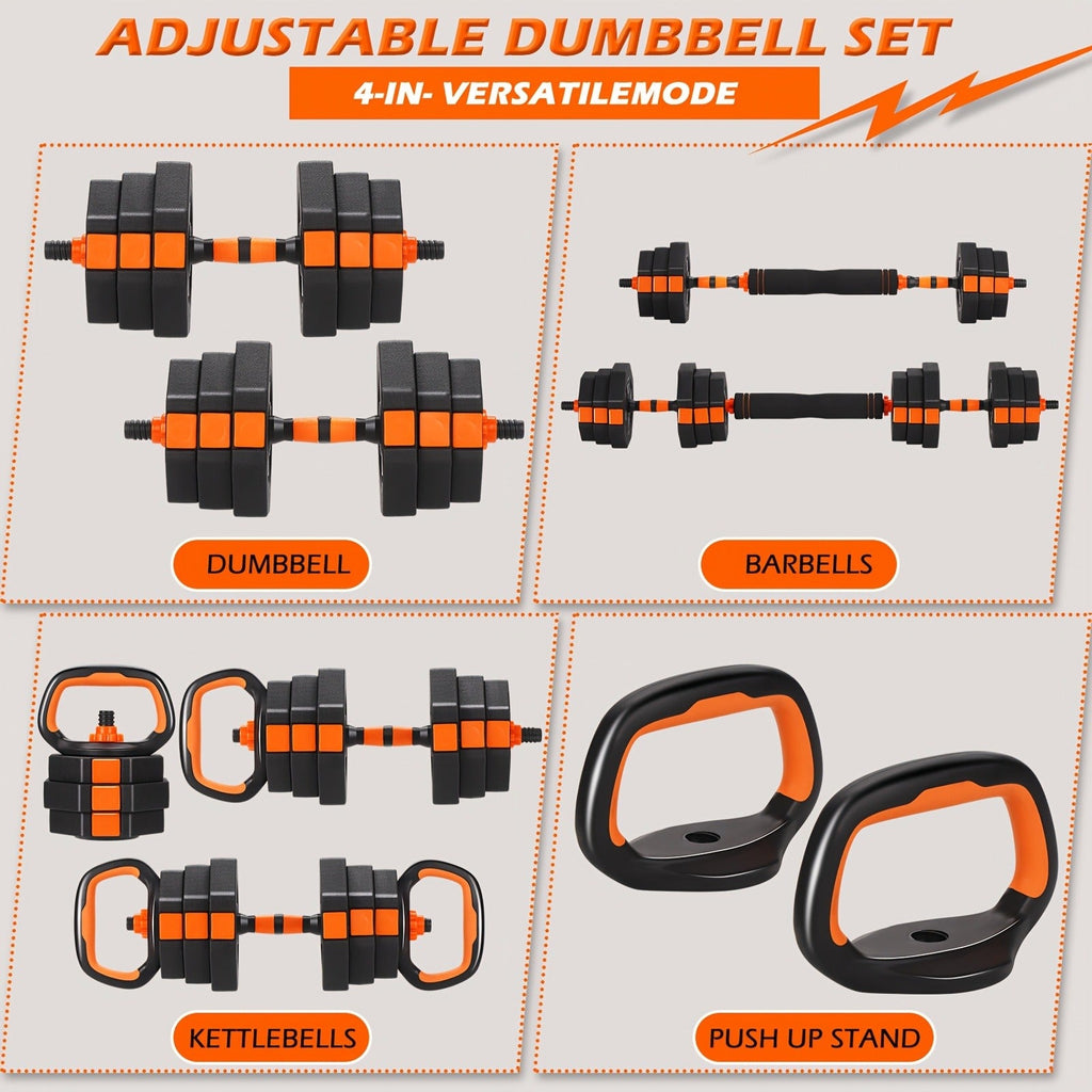 Adjustable Barbell & Dumbbell Set 4-in-1 – 25/50/66 lbs Home Gym Weight Set with Connecting Rod, Strength Training for Men & Women