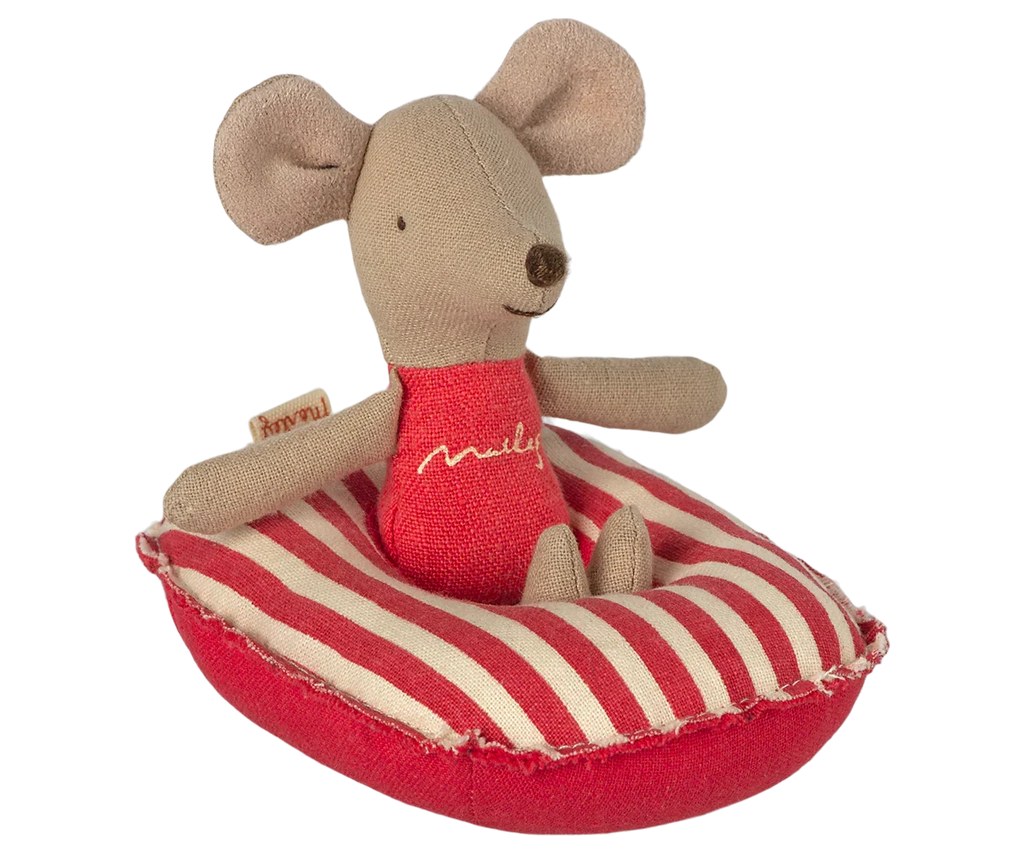 Maileg Rubber Boat, Small Mouse - Red Stripe
