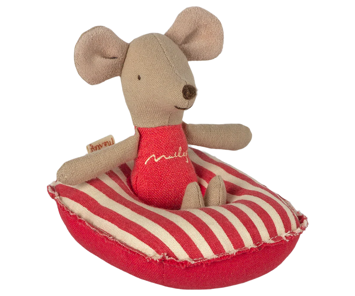 Maileg Rubber Boat, Small Mouse - Red Stripe