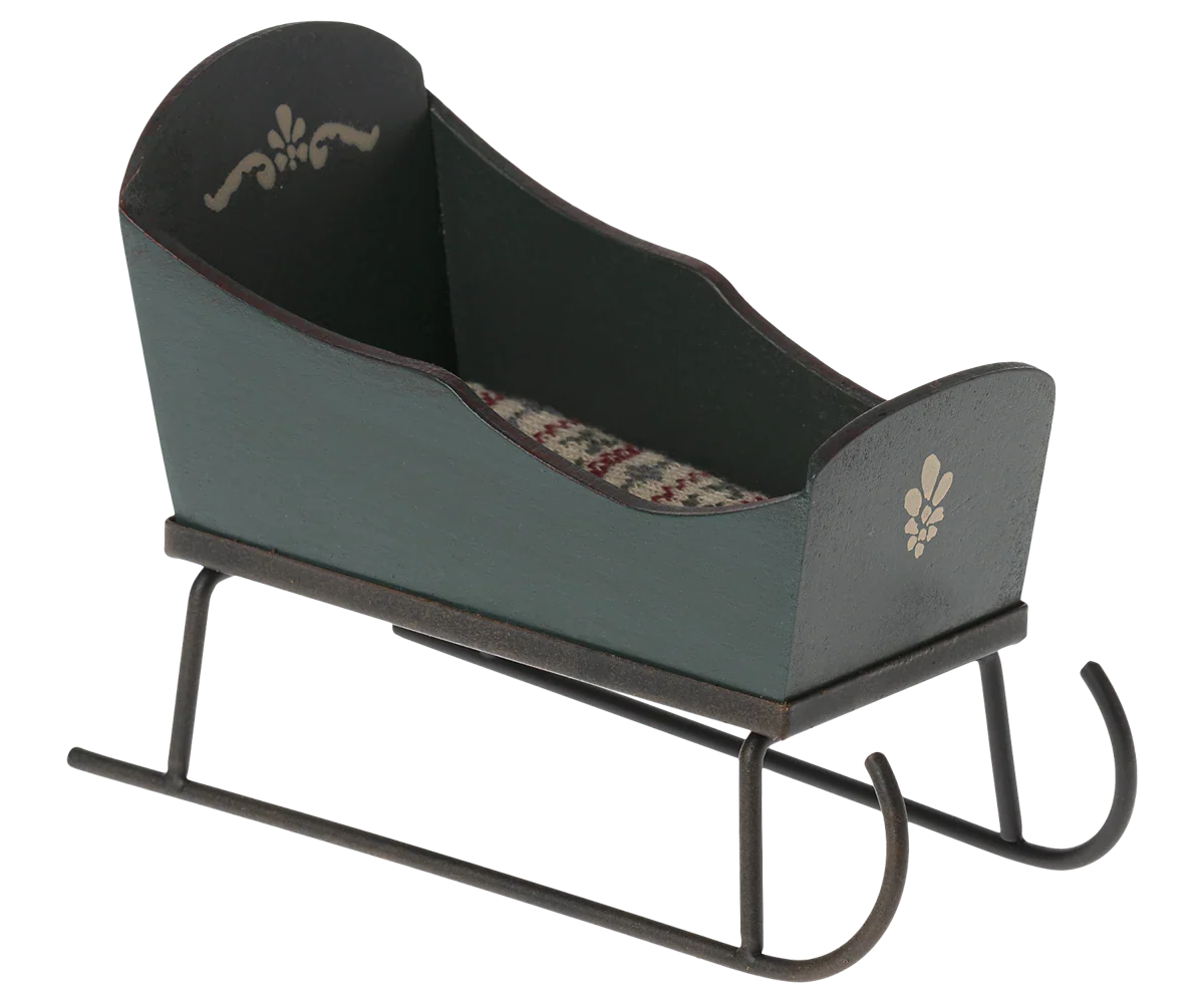 Maileg Sleigh, Mouse - Green