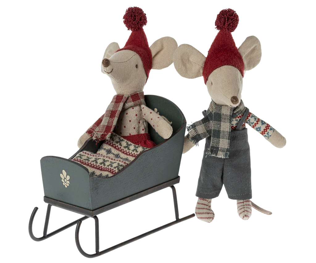 Maileg Sleigh, Mouse - Green