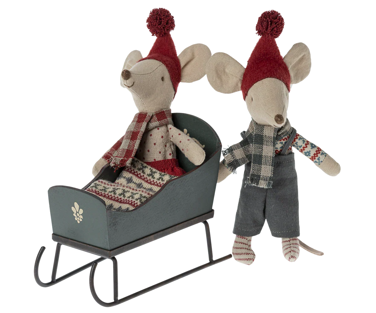 Maileg Sleigh, Mouse - Green