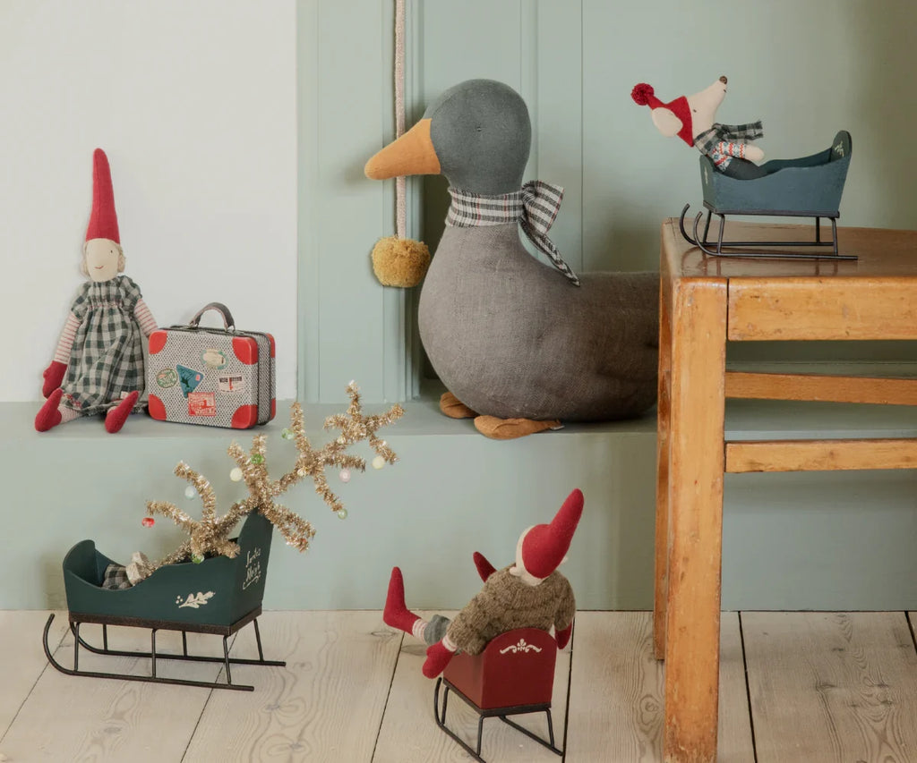 PRE-ORDER: Maileg Sleigh, Mini - Green (Estimated Arrival Early September)