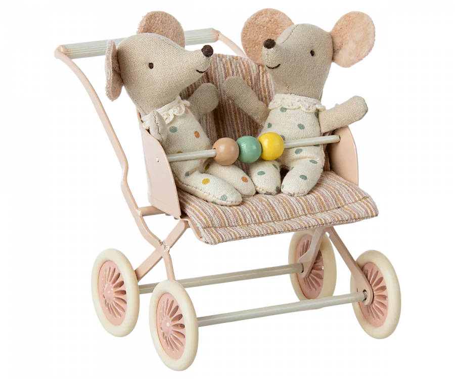 Maileg Stroller, Baby Mice - Rose