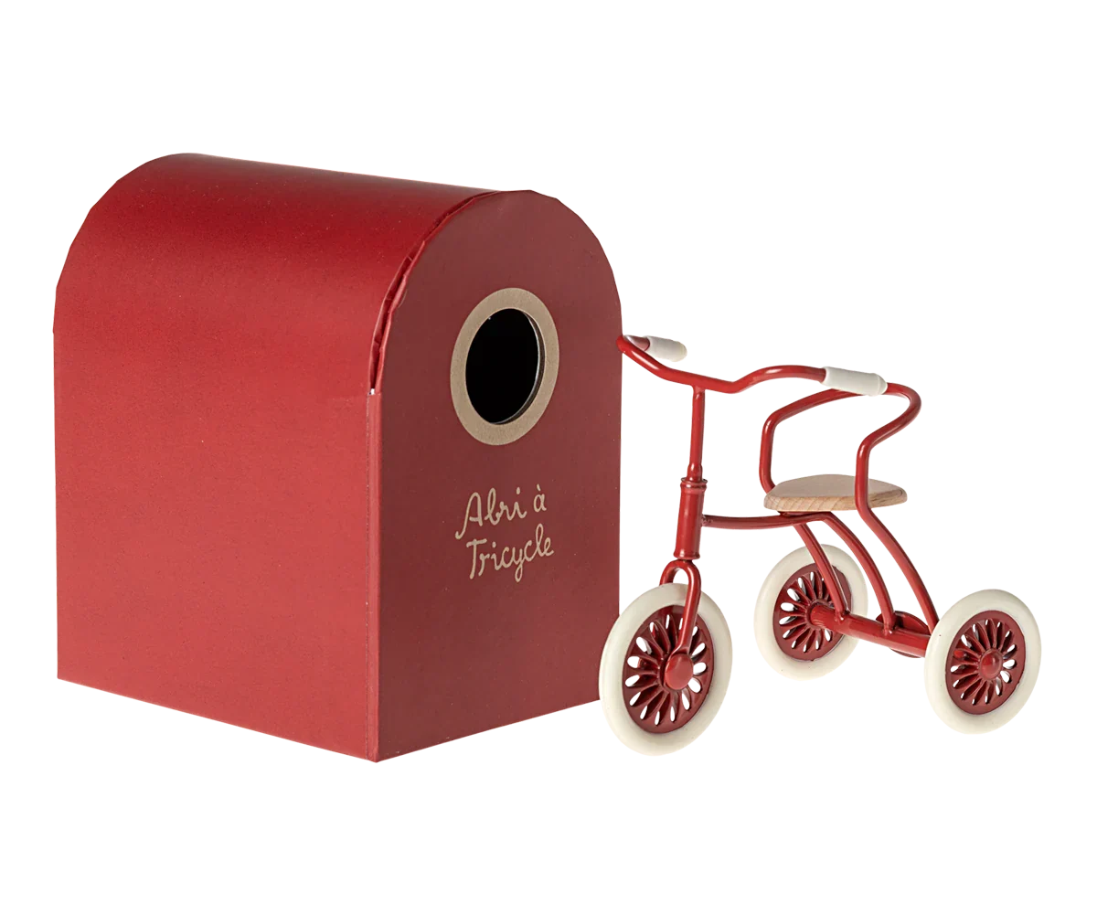 Maileg Abri a tricycle, Mouse - Red