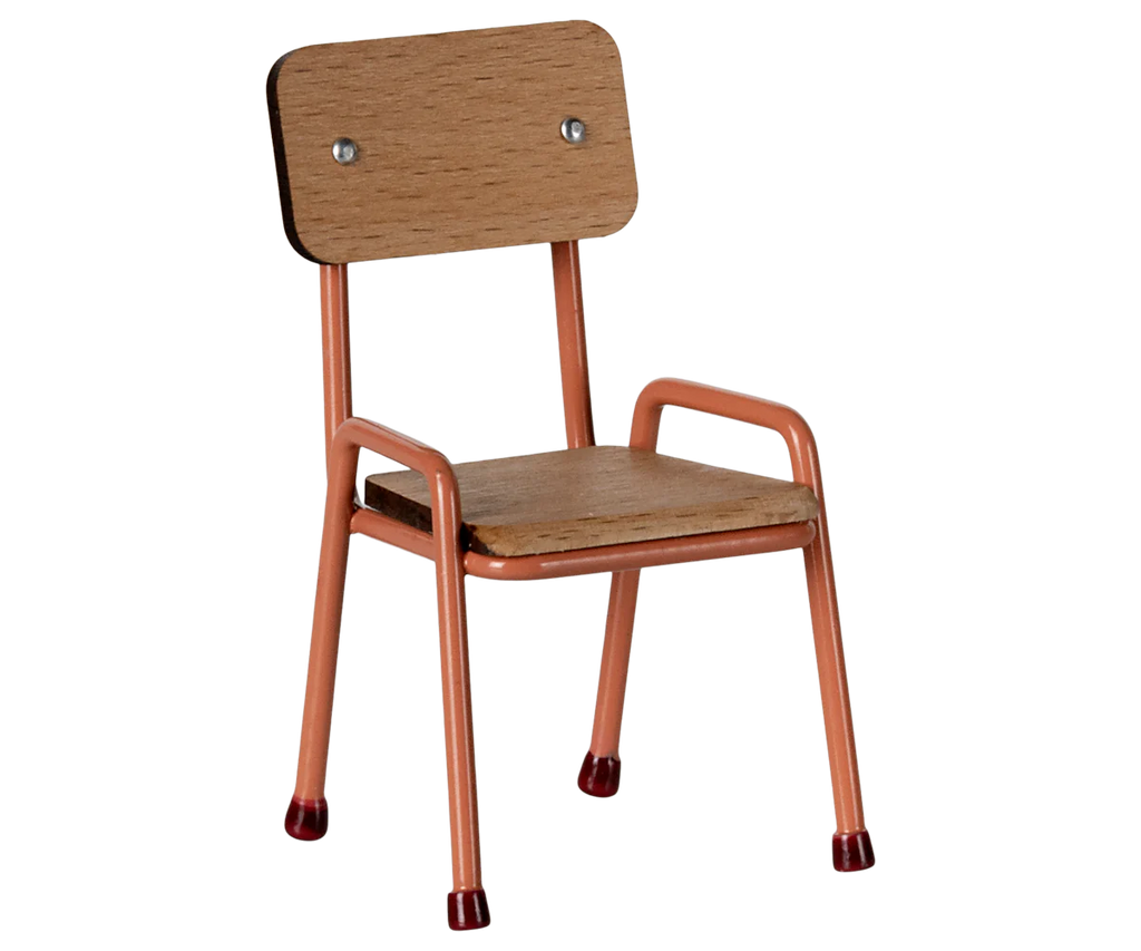 Maileg Mouse Size School Chair - Coral